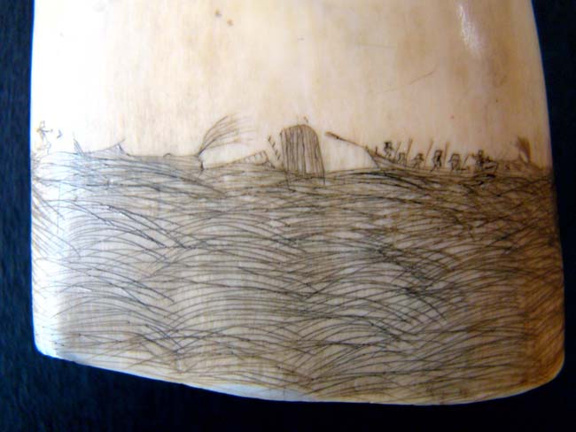 A fine 19th century Scrimshawed Whale's Tooth depicting a whale hunt — image 4